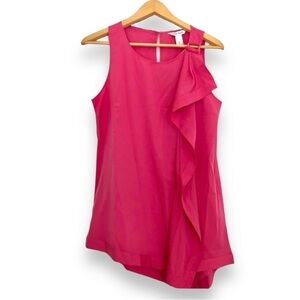 White House Black Market Pink Ruffle Tank Top
